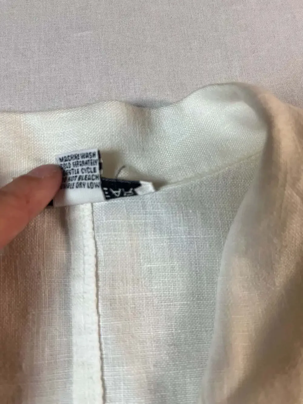 Cotton Wear White Linen Button Up Jacket Size S Vintage Made in USA